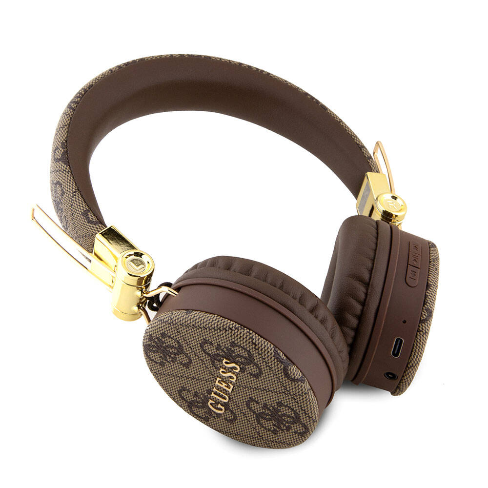 Guess Original Licensed 4G Metal Logo PU Leather Adjustable Over-Ear Bluetooth Headphones Pink