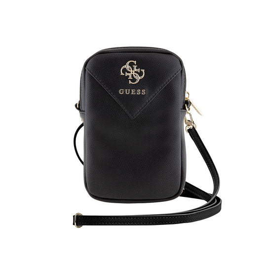 Guess Original Licensed 4G Metal Logo Zippered PU Leather Crossbody Bag Black