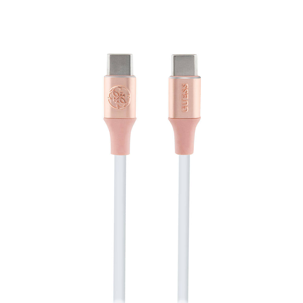 Guess Original Licensed 4G and Text Logo Illuminated Cable Tip Fast Charging Type-C to Type-C PD Cable 3A 1.5m Pink
