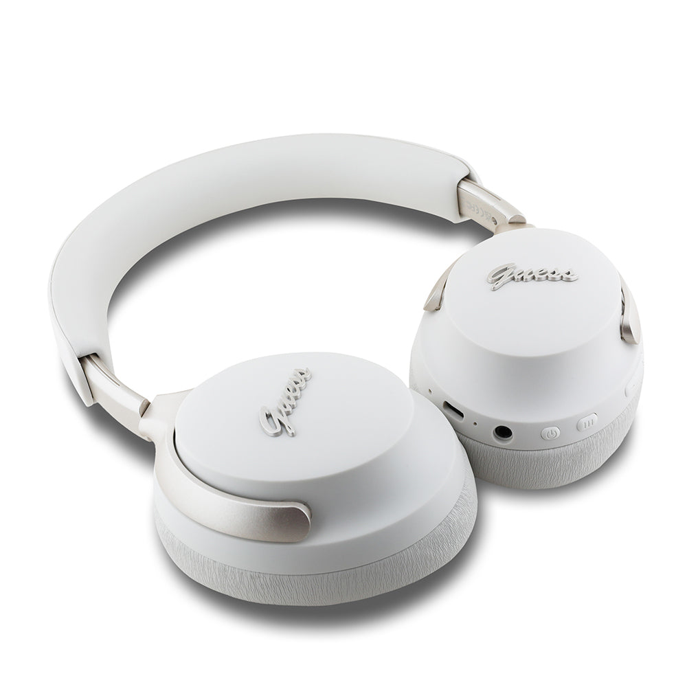 Guess Original Licensed ANC/ENC Featured Metal Letter Logo Script Series Over-Ear Bluetooth Headphones v5.4 Beige
