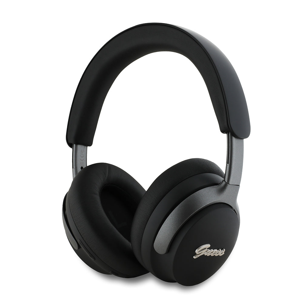 Guess Original Licensed ANC/ENC Featured Metal Letter Logo Script Series Over-Ear Bluetooth Headphones v5.4 Black
