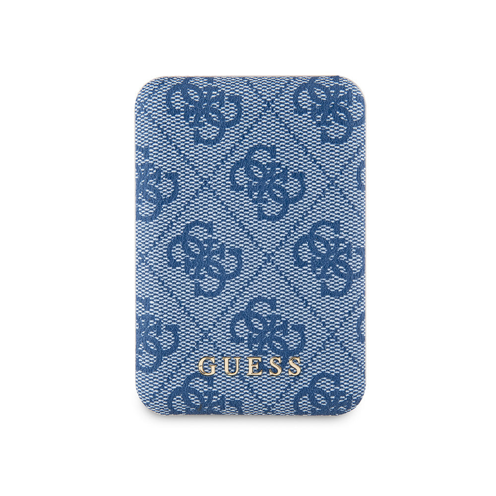Guess Original Licensed Digital LED Display PU Leather 4G Patterned Metal Lettering Logo Powerbank 5000mAh 15W Blue