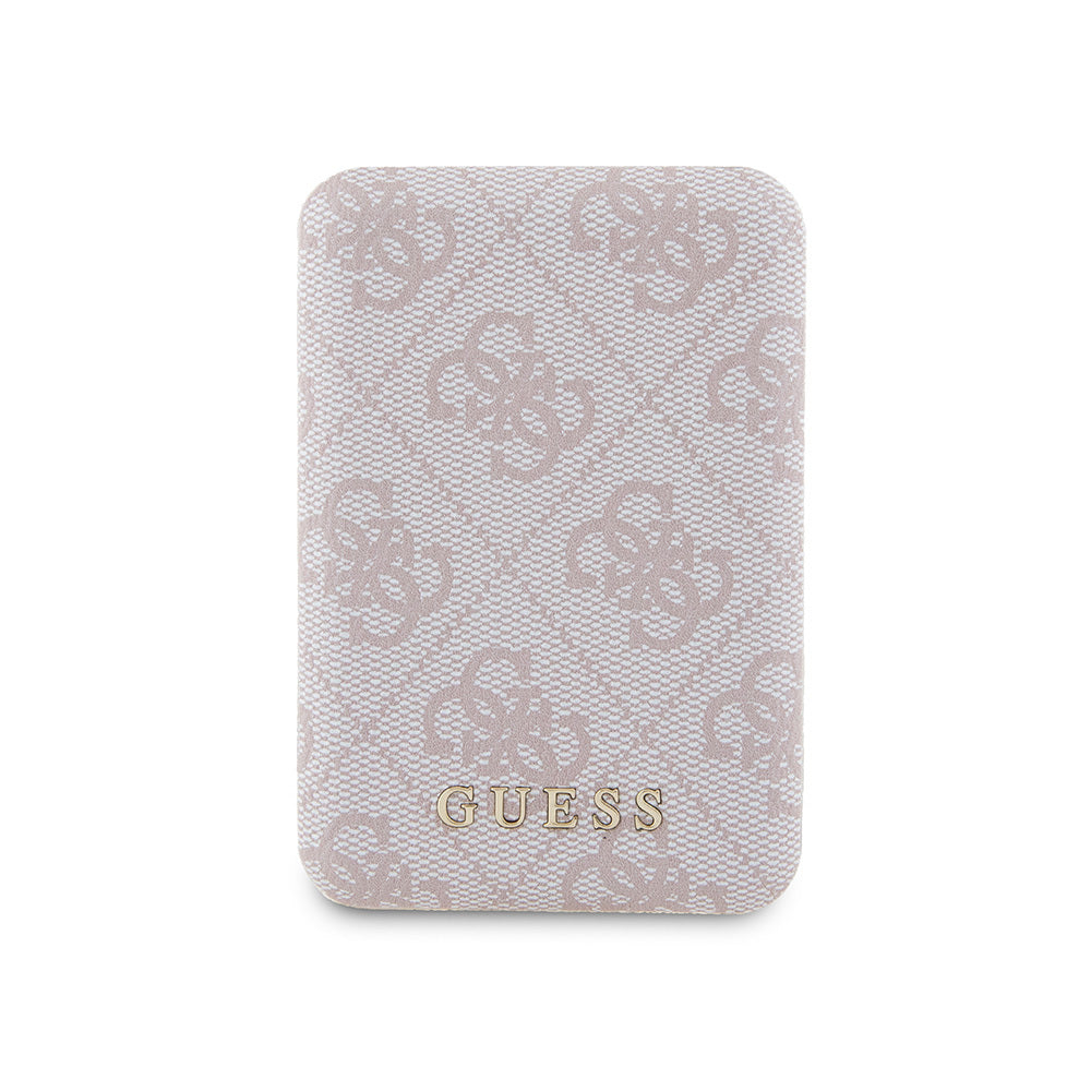 Guess Original Licensed Digital LED Display PU Leather 4G Patterned Metal Lettering Logo Powerbank 5000mAh 15W Pink