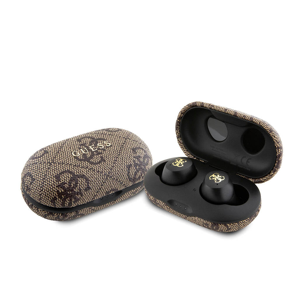 Guess Original Licensed Classic Metal Lettering Logo TWS In-Ear Bluetooth Headphones Brown