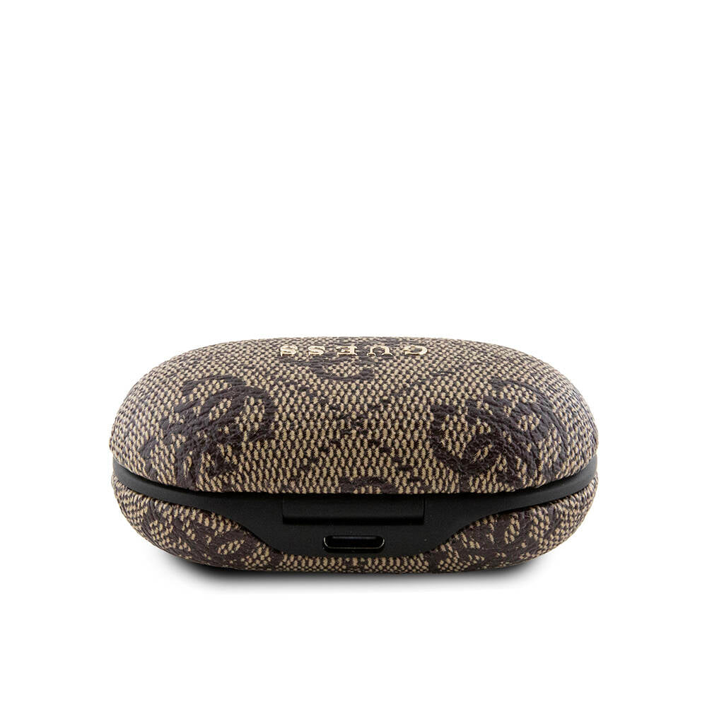 Guess Original Licensed Classic Metal Lettering Logo TWS In-Ear Bluetooth Headphones Brown