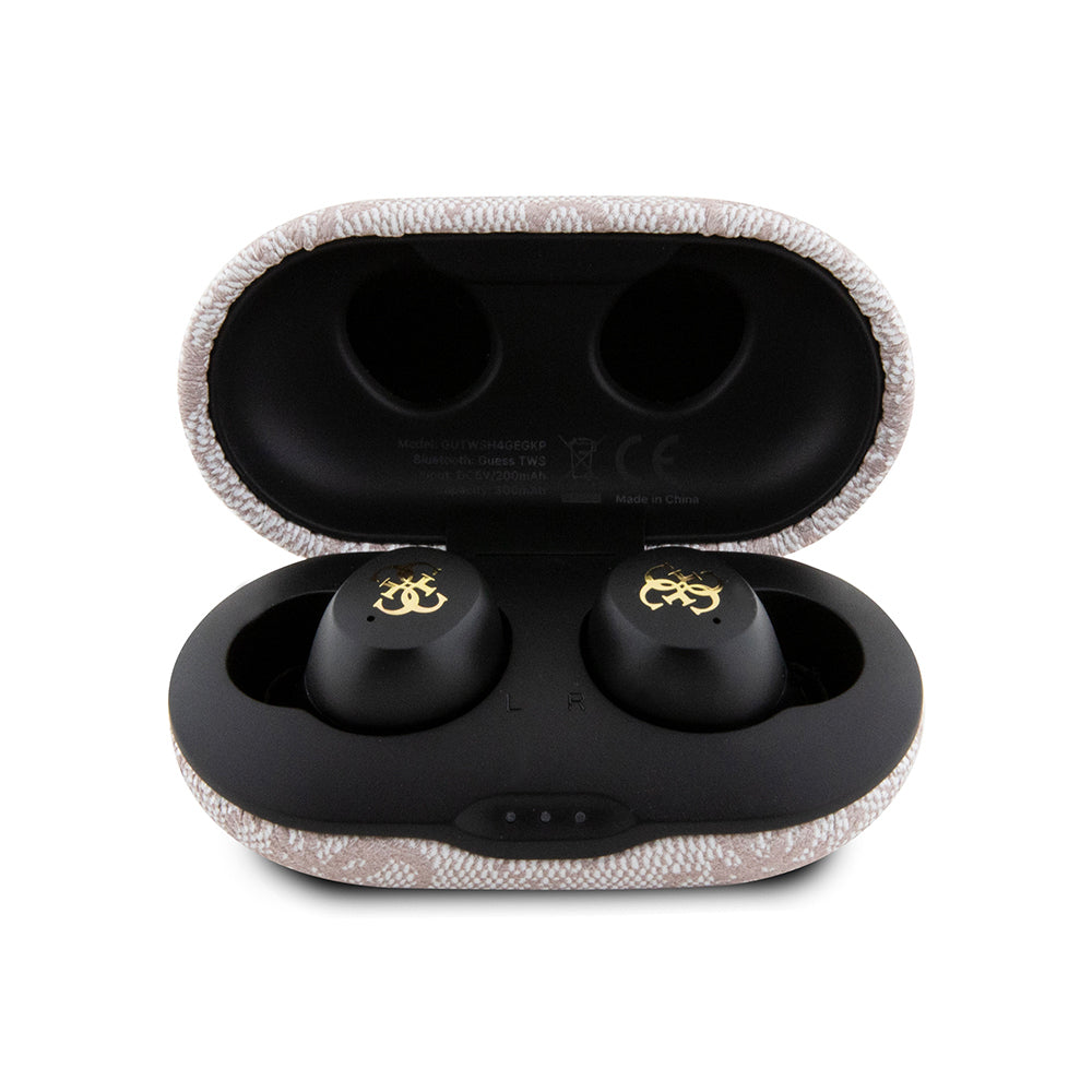 Guess Original Licensed Classic Metal Lettering Logo TWS In-Ear Bluetooth Headphones Brown