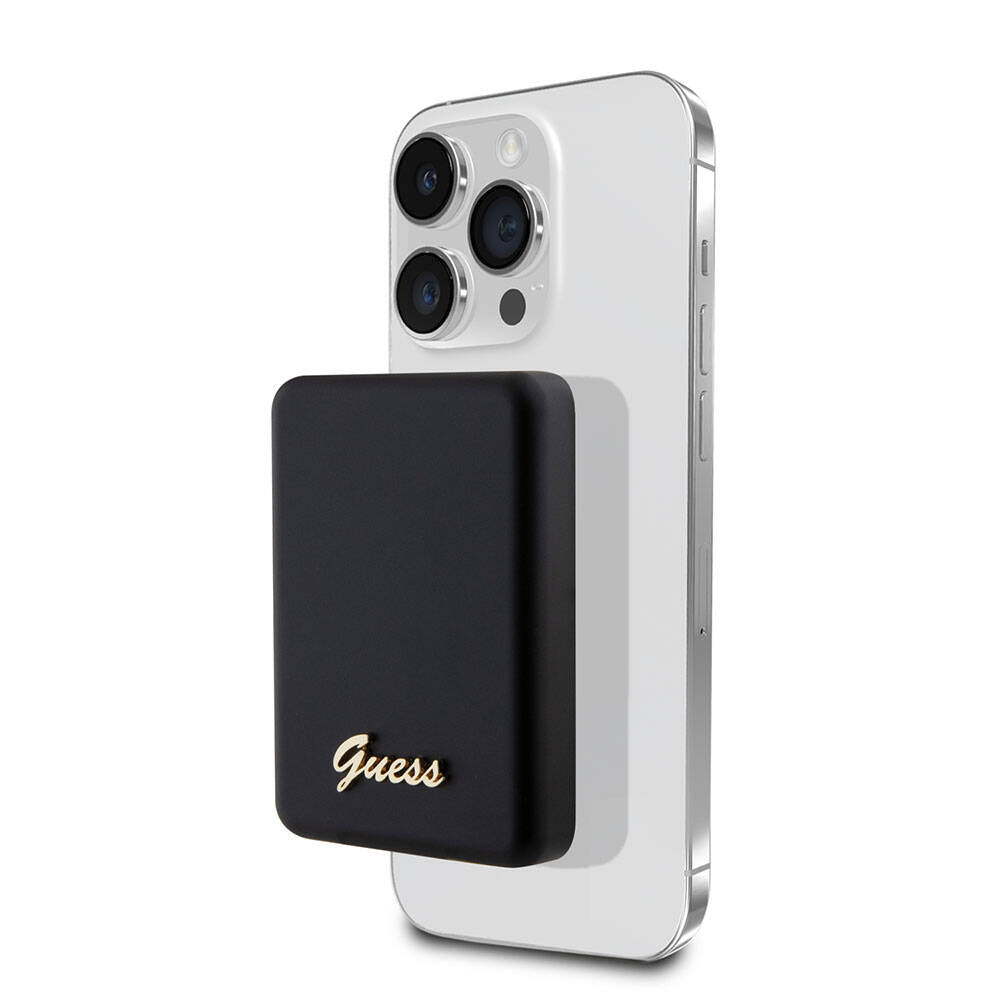 Guess Orjinal Lisanslı M-safe Şarj Özellikli Metal Yazı Logolu Powerbank 5000mAh 15W Gold
