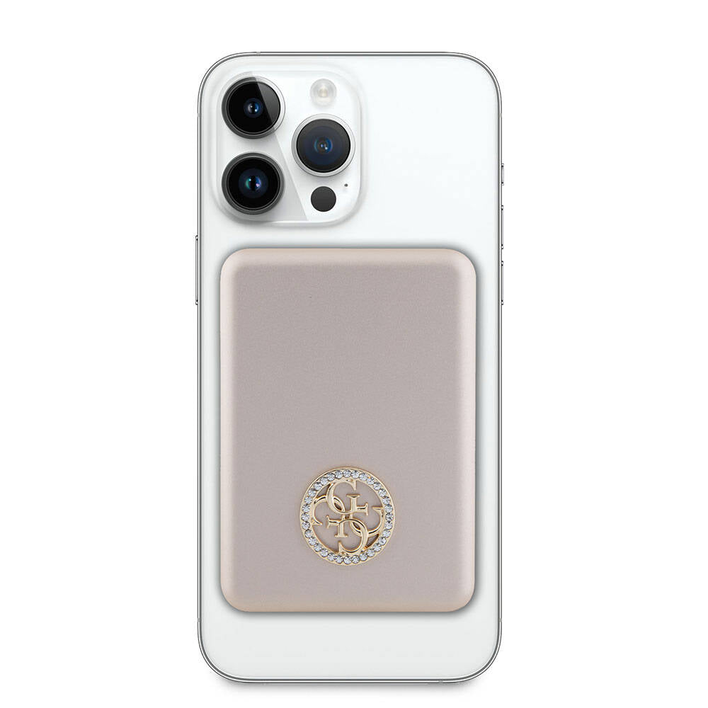 Guess Orjinal Lisanslı M-safe Şarj Özellikli Taşlı 4G Logolu Powerbank 3000mAh 5W Gold