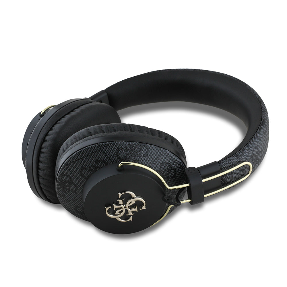 Guess Original Licensed PU 4G Patterned Large Metal Logo Over-Ear Bluetooth Headphones Pink