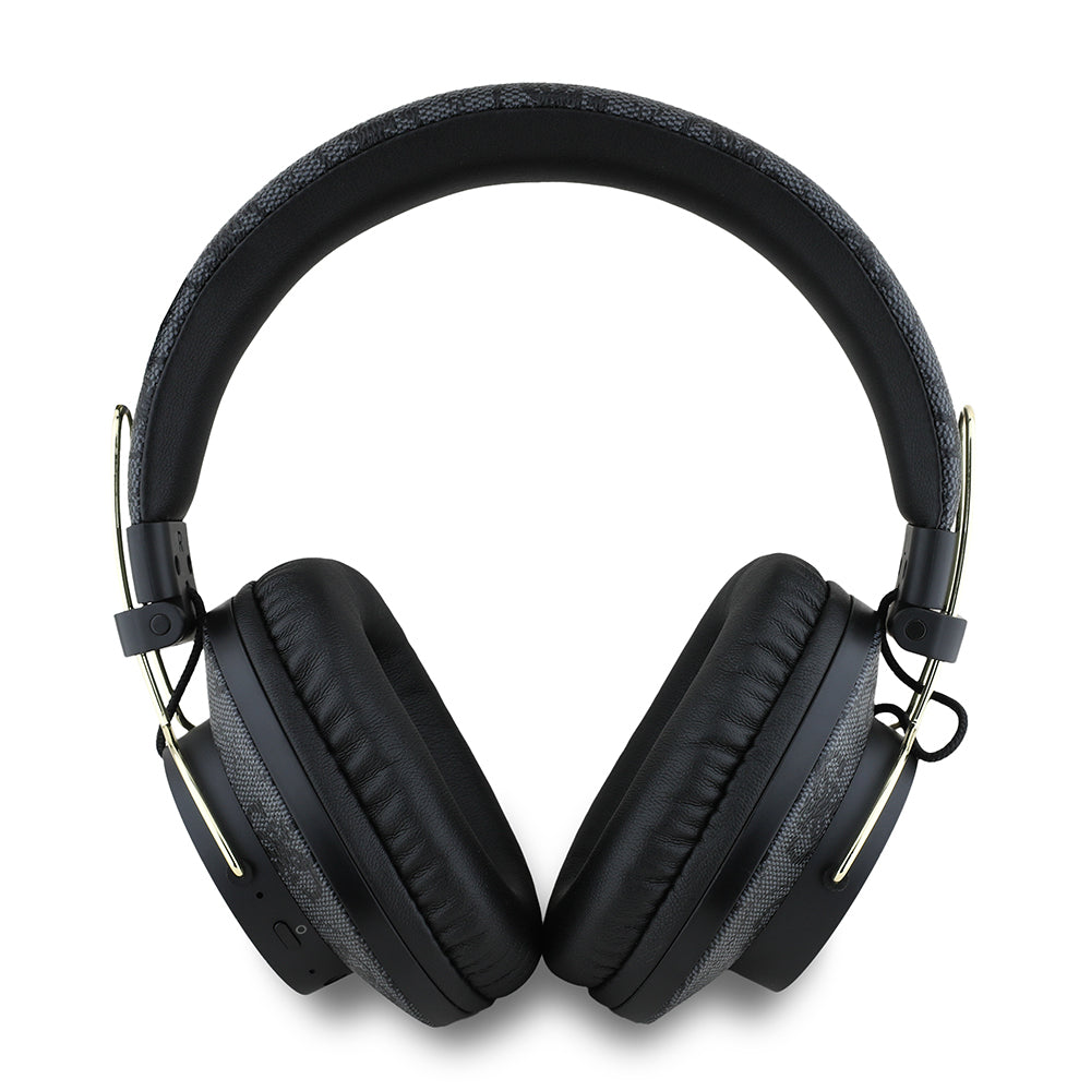 Guess Original Licensed PU 4G Patterned Large Metal Logo Over-Ear Bluetooth Headphones Brown