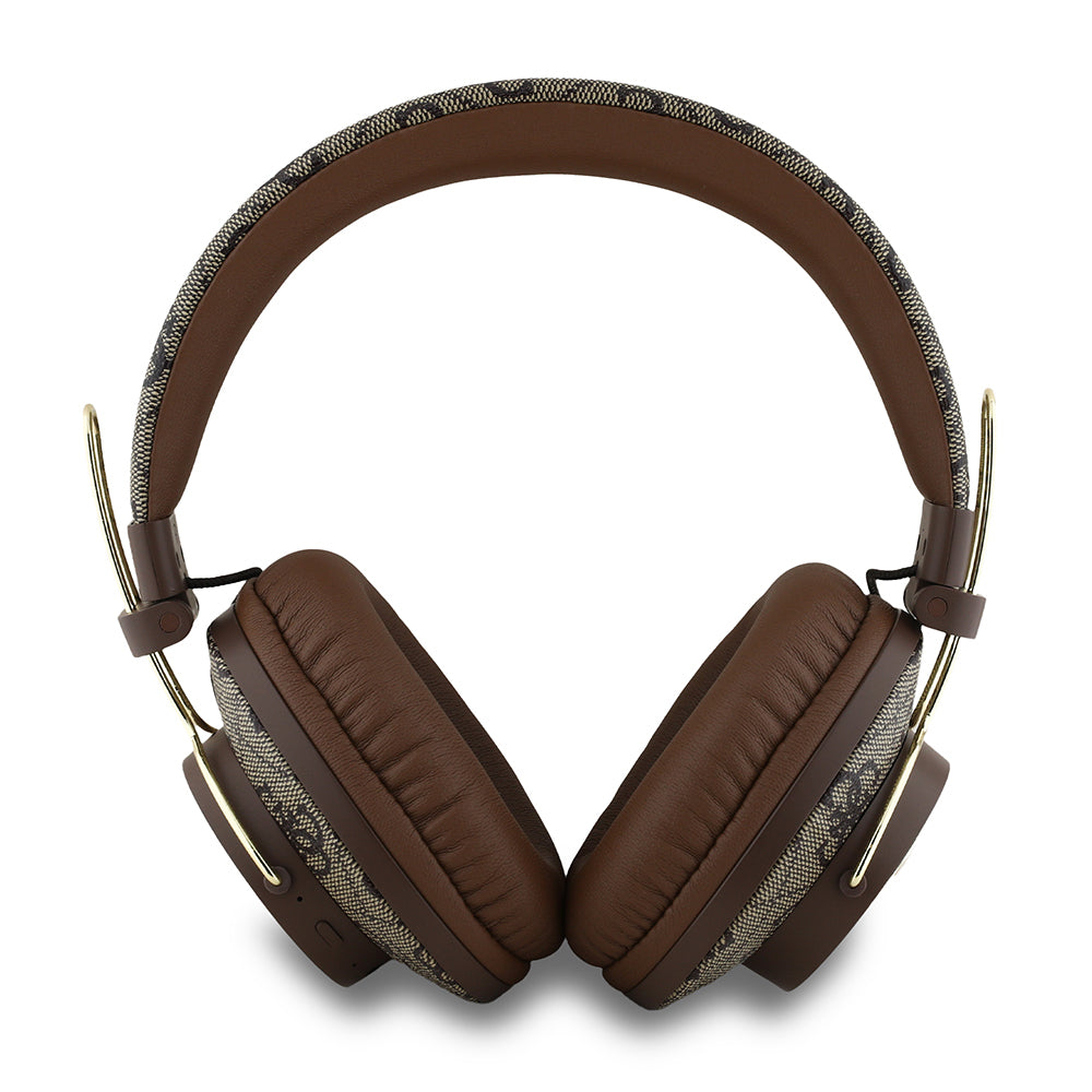 Guess Original Licensed PU 4G Patterned Large Metal Logo Over-Ear Bluetooth Headphones Pink