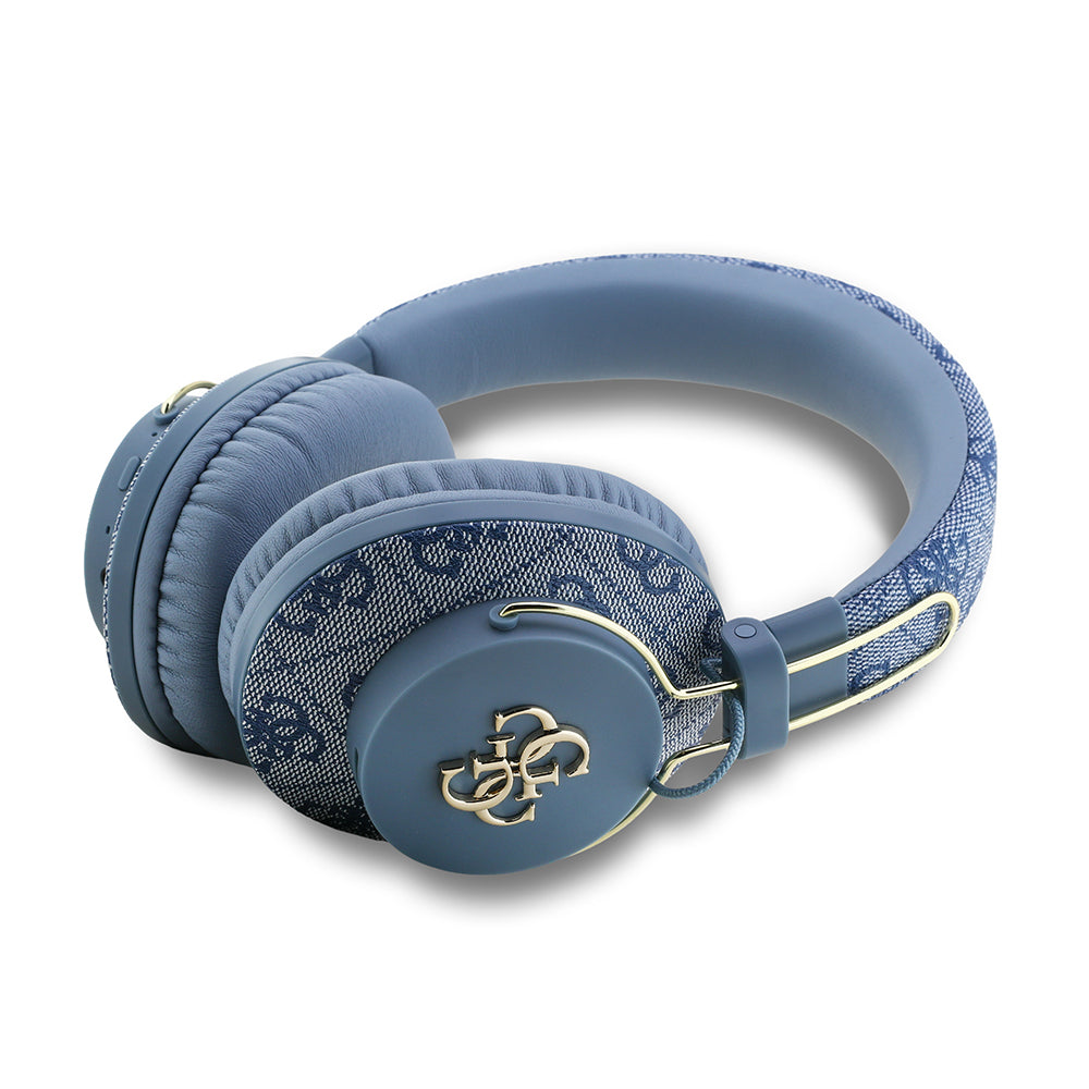 Guess Original Licensed PU 4G Patterned Large Metal Logo Over-Ear Bluetooth Headphones Brown