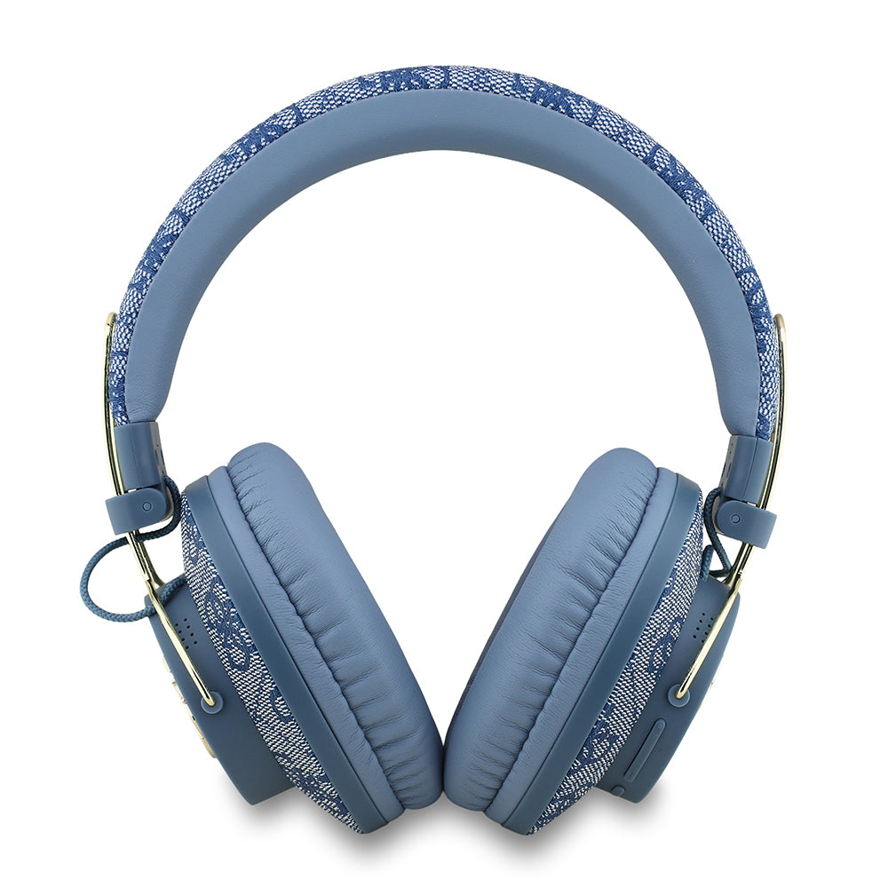 Guess Original Licensed PU 4G Patterned Large Metal Logo Over-Ear Bluetooth Headphones Pink