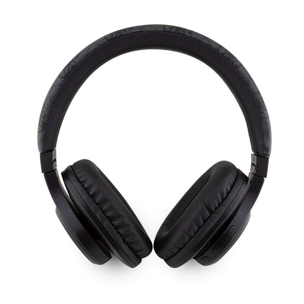 Guess Original Licensed PU 4G Patterned Metal Lettering Logo Tone On Tone Over-Ear Bluetooth Headphones Black
