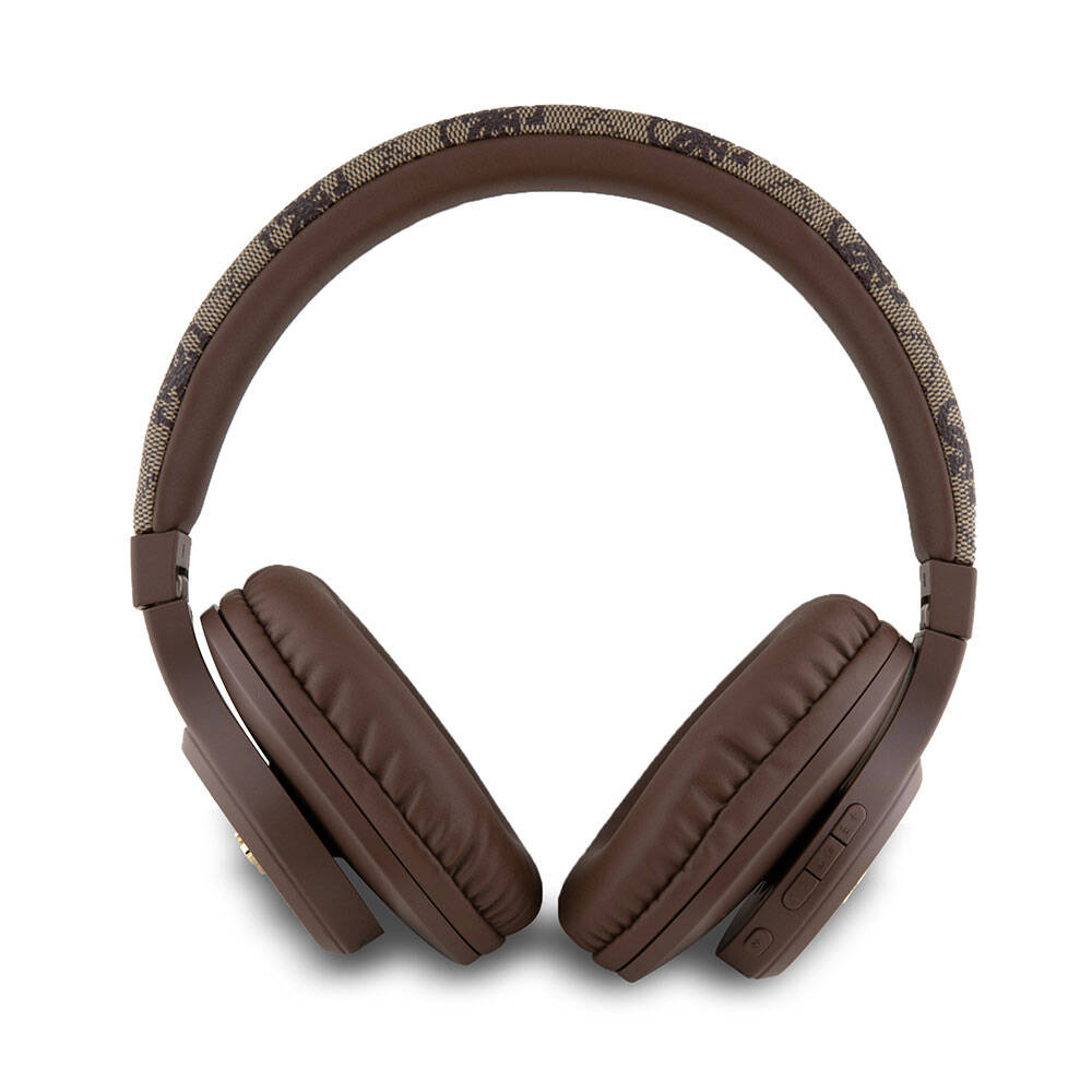 Guess Original Licensed PU 4G Patterned Metal Lettering Logo Tone On Tone Over-Ear Bluetooth Headphones Black