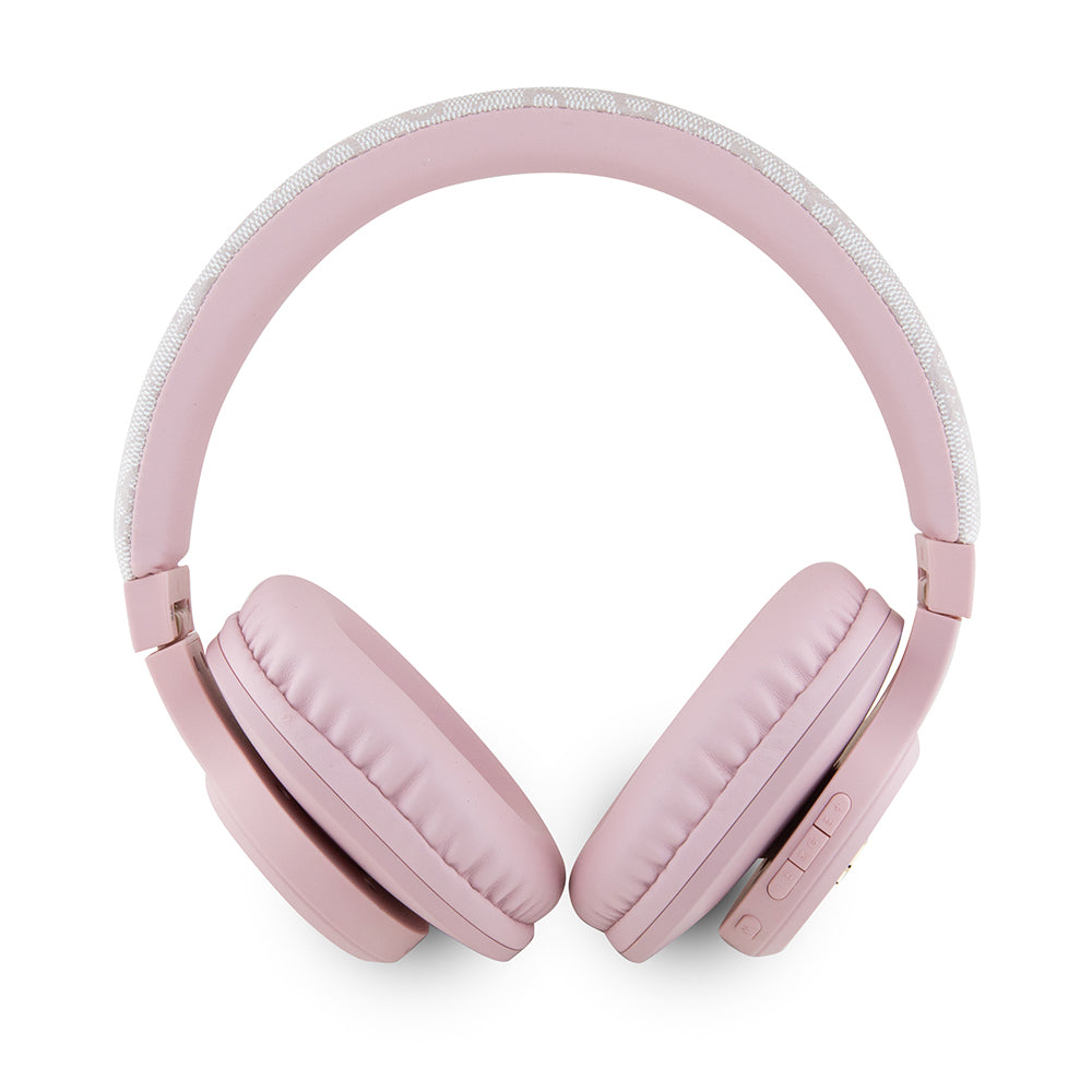 Guess Original Licensed PU 4G Patterned Metal Lettering Logo Tone On Tone Over-Ear Bluetooth Headphones Brown