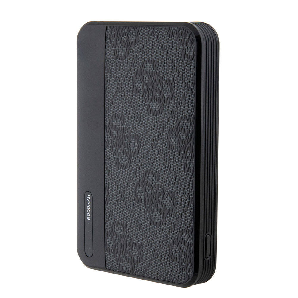 Guess Orjinal Lisanslı PU Deri 4G Desenli Metal Yazı Logolu Powerbank 5000mAh Kahverengi