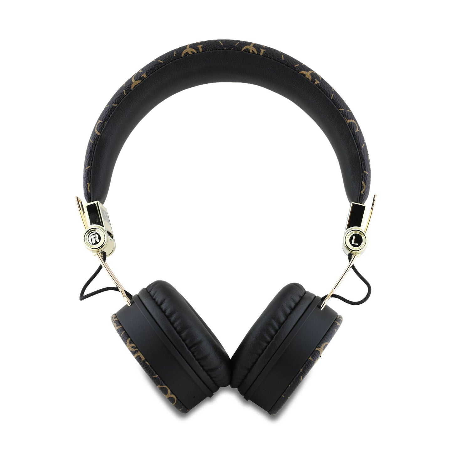Guess Original Licensed PU Patterned Metal Triangle Logo Over-Ear Bluetooth Headphones Black