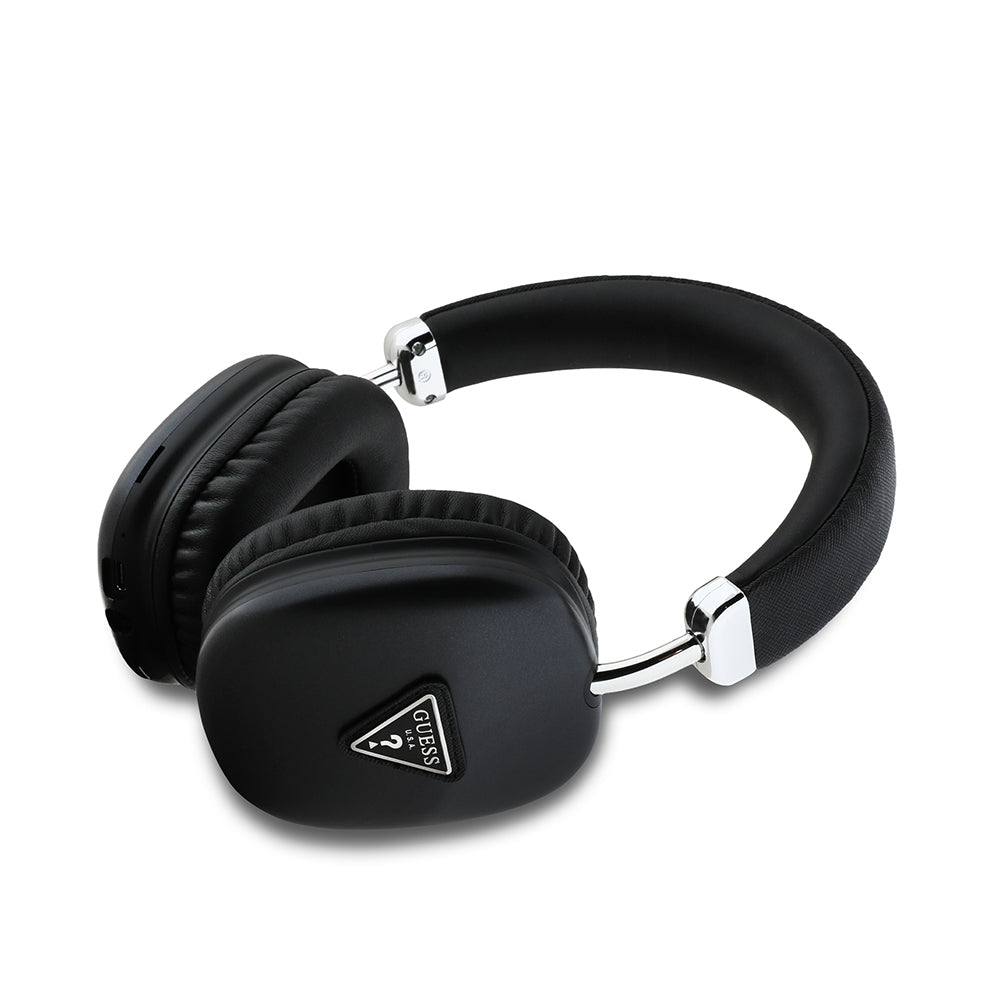 Guess Orjinal Lisanslı PU Üçgen Logolu Kulak Üstü Bluetooth Kulaklık Siyah