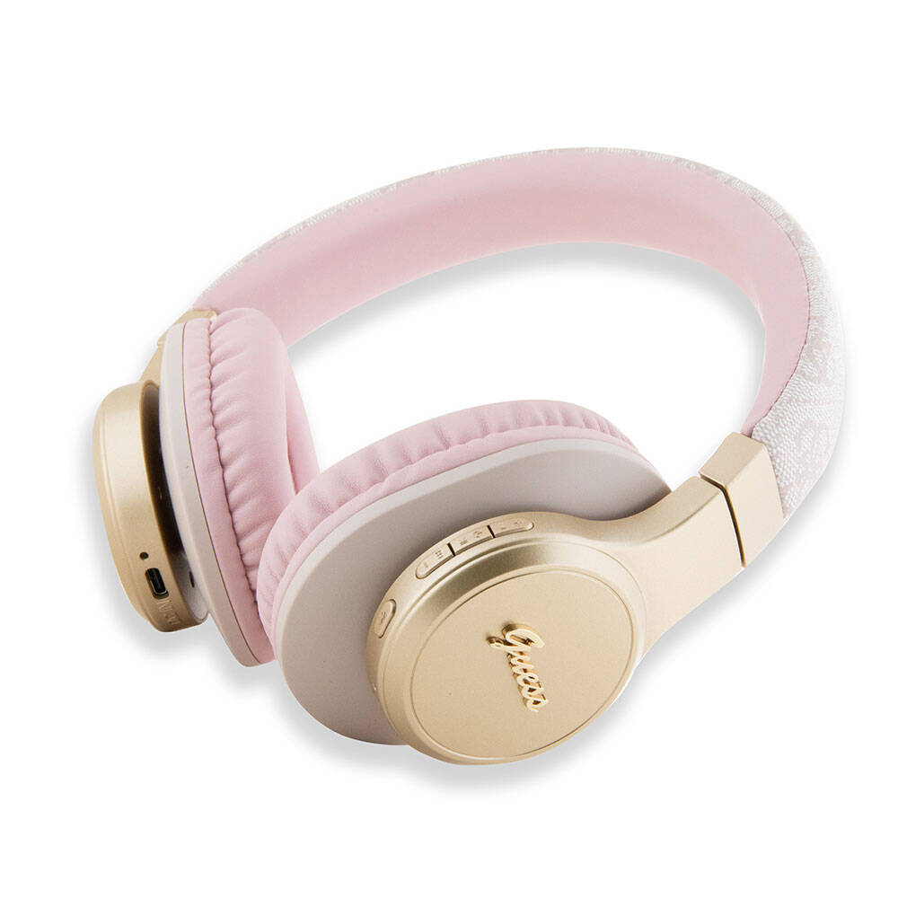 Guess Original Licensed Script Gold Series Metal Letter Logo 4G Patterned Bluetooth Headset Black