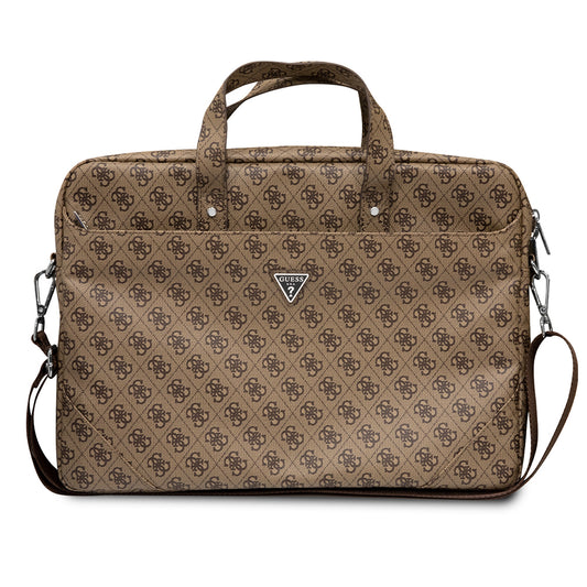 Guess Orjinal Lisanslı Sıcak Damgalı 4G Desenli Üçgen Logolu Omuz Askılı 15-16 inç Laptop Çantası