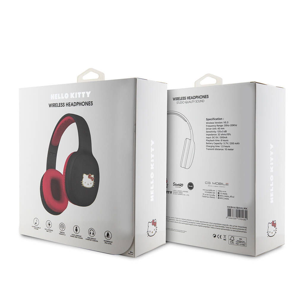 Hello Kitty Original Licensed Adjustable Metal Kitty Logo Oval Bluetooth 5.3 Headphones Pink