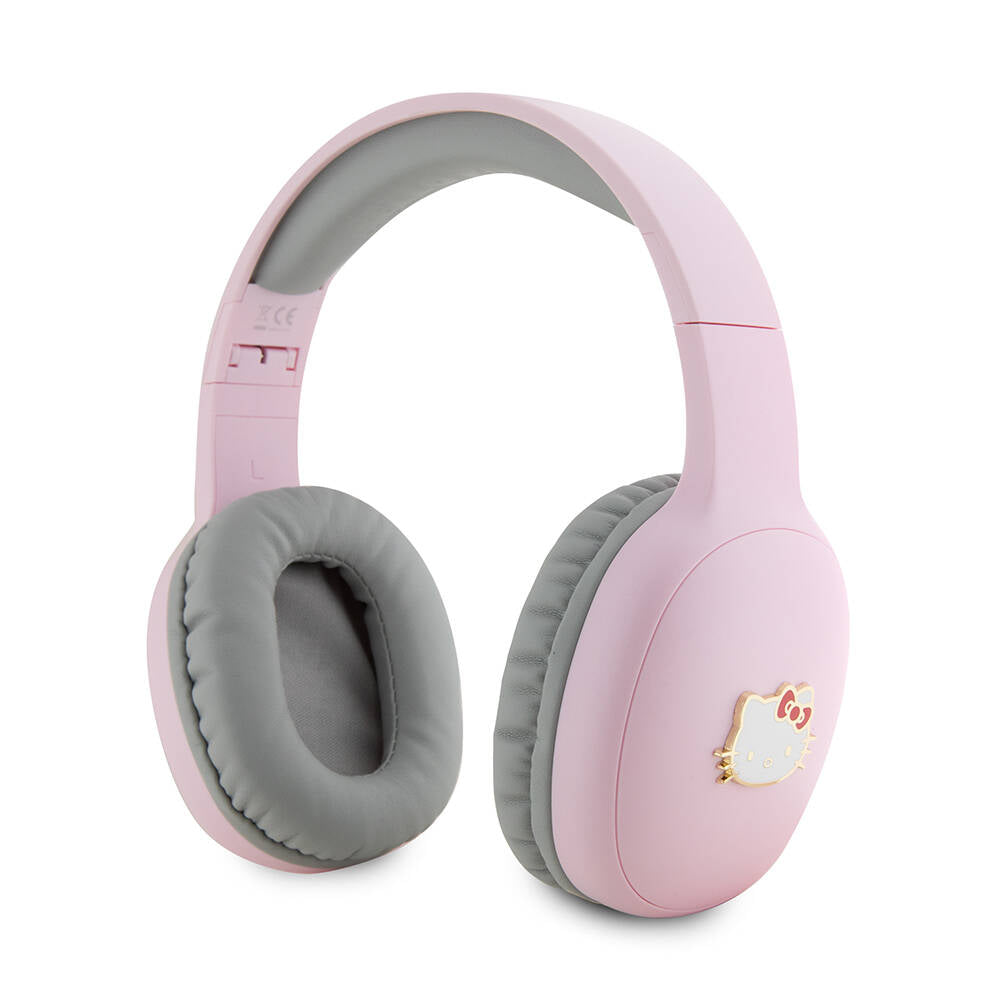 Hello Kitty Original Licensed Adjustable Metal Kitty Logo Oval Bluetooth 5.3 Headphones Pink