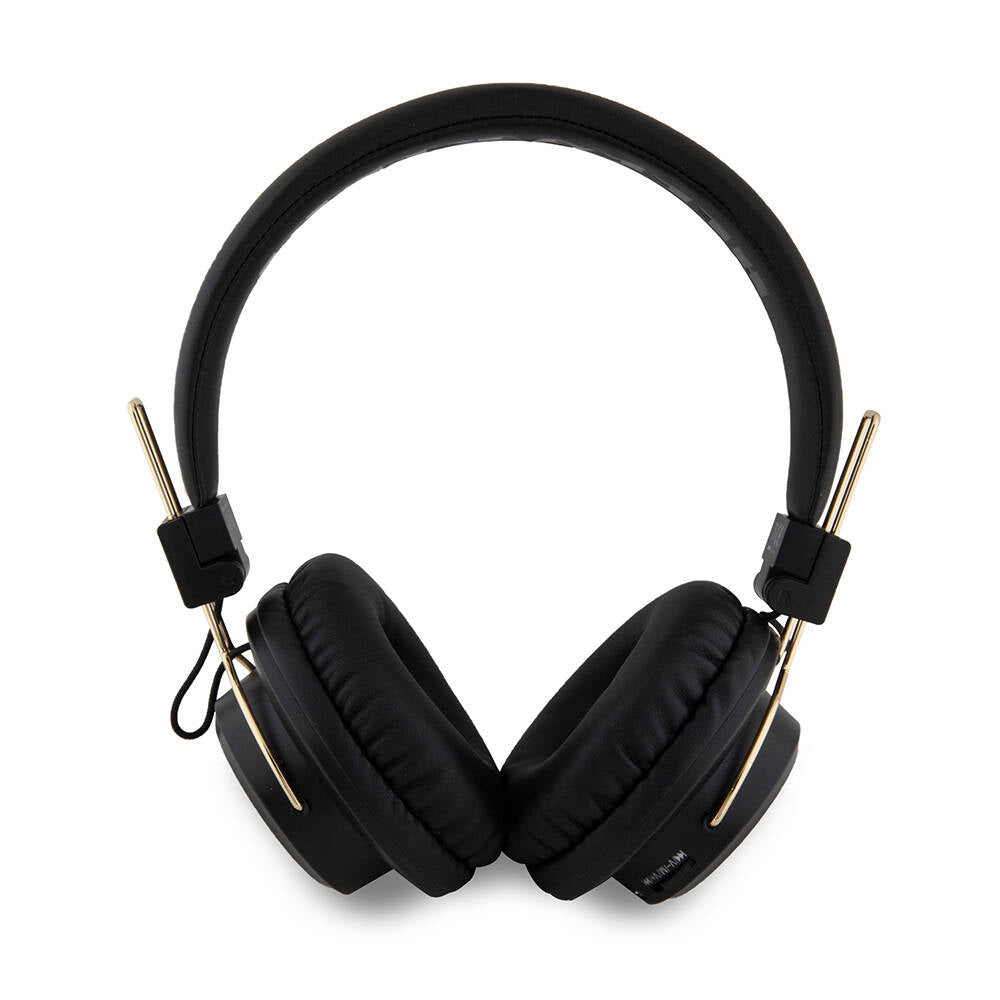 Hello Kitty Original Licensed Adjustable Metal Kitty Logo Round Bluetooth 5.3 Headphones Black