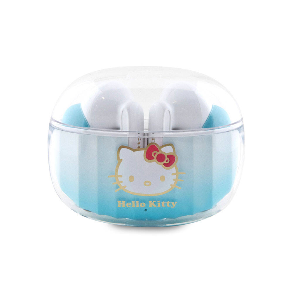Hello Kitty Original Licensed Color Gradient Design Electroplating Logo TWS Bluetooth Earphones Blue