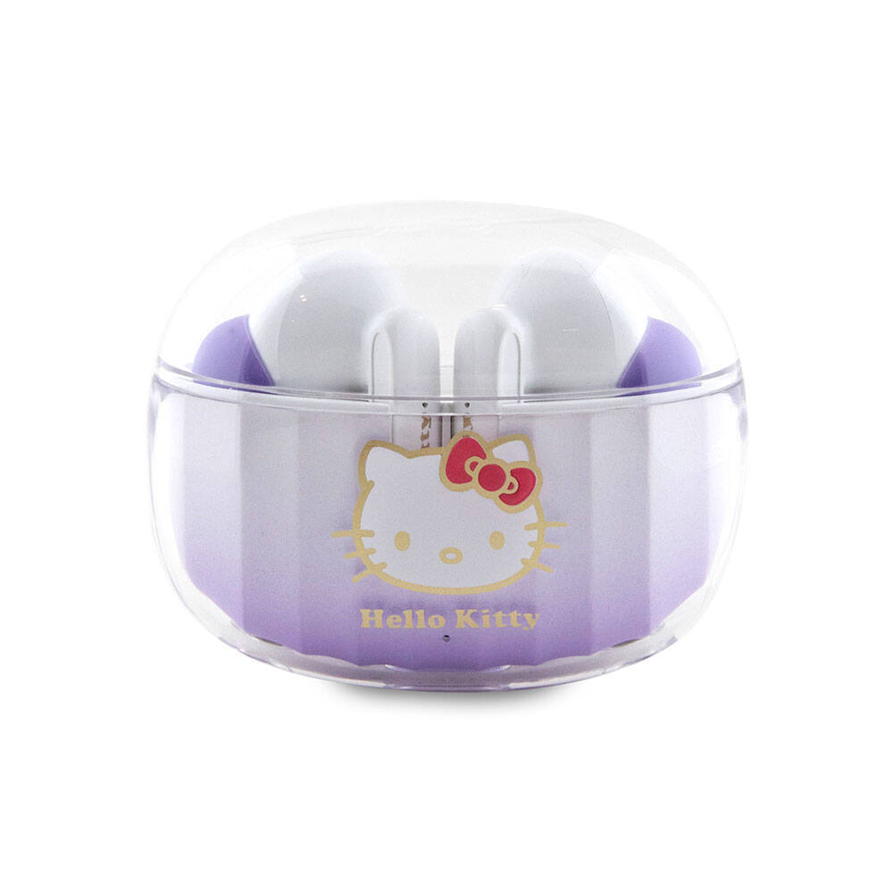 Hello Kitty Original Licensed Color Gradient Design Electroplating Logo TWS Bluetooth Headphones Purple