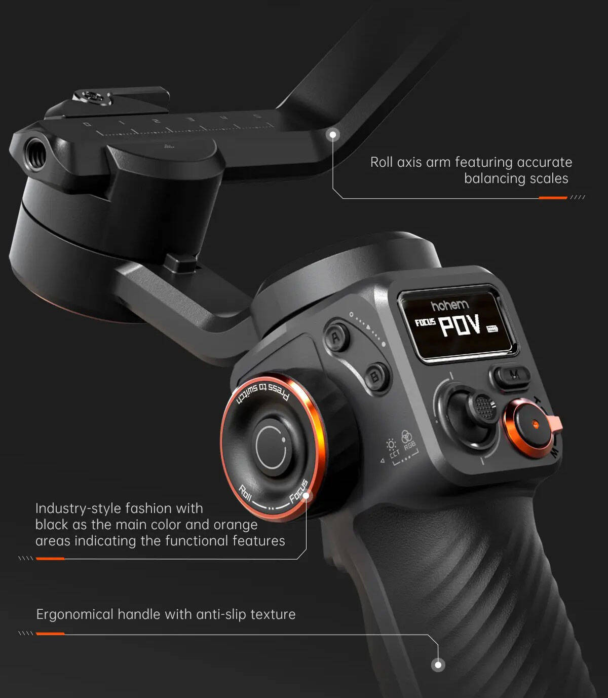 Hohem iSteady M6 3 Eksenli El Tipi AI Yapay Zeka Görüş Sensörlü Gimbal Stabilizatör Siyah