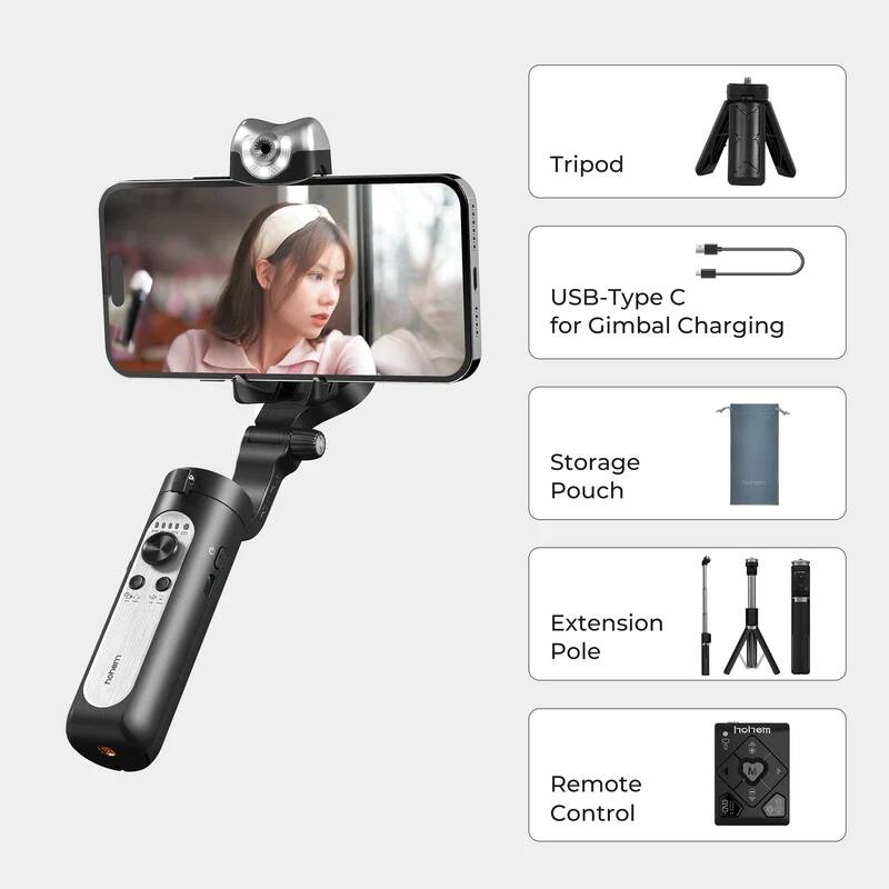 Hohem iSteady VS2 3 Eksenli El Tipi AI Yapay Zeka Görüş Sensörlü Gimbal Stabilizatör Siyah