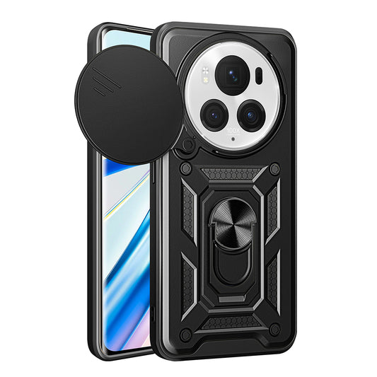 Honor Magic 6 Pro Case Magnetic Stand Camera Protection Zore Sliding Vega Cover Black