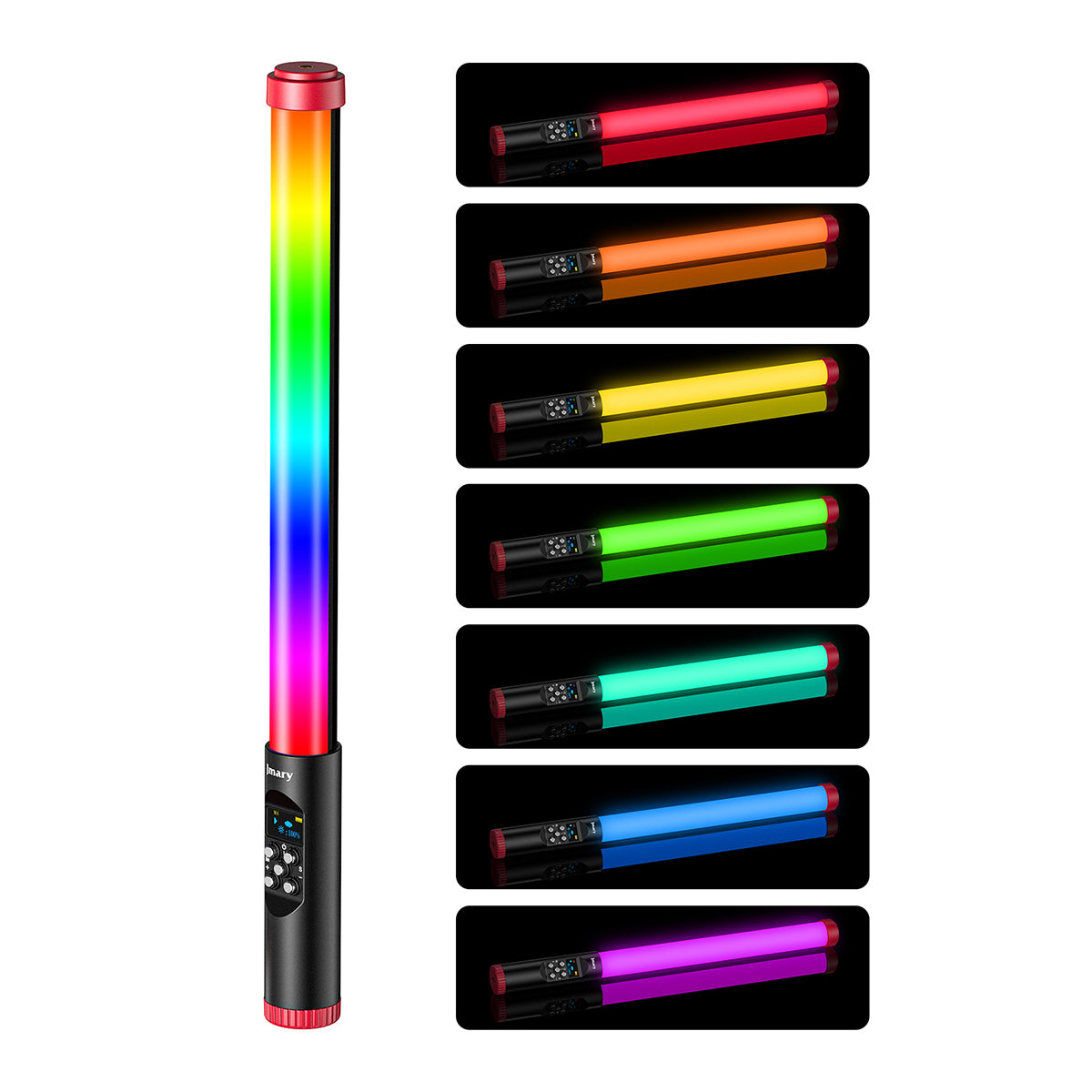 Jmary FM-128RGB OLED Ekran Göstergeli RGB Led Işıklı Su Geçirmez Aydınlatma Çubuğu Siyah