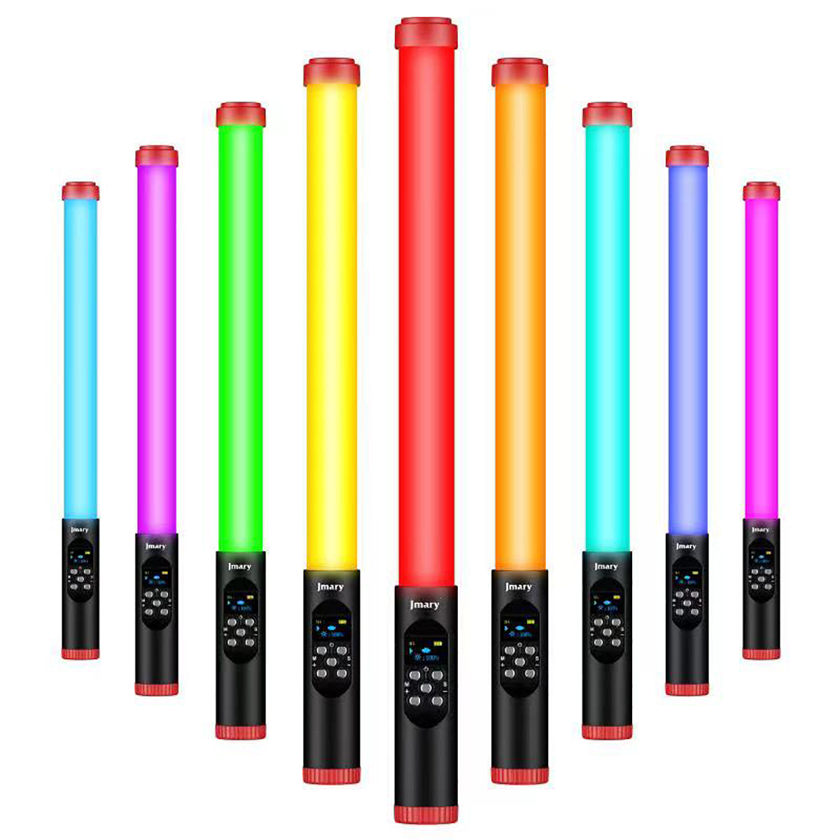 Jmary FM-128RGB OLED Ekran Göstergeli RGB Led Işıklı Su Geçirmez Aydınlatma Çubuğu Siyah