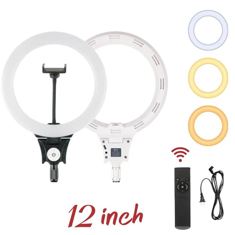 Jmary FM-12R Remote Control 30cm Illuminated Phone Holder Ring Light Black