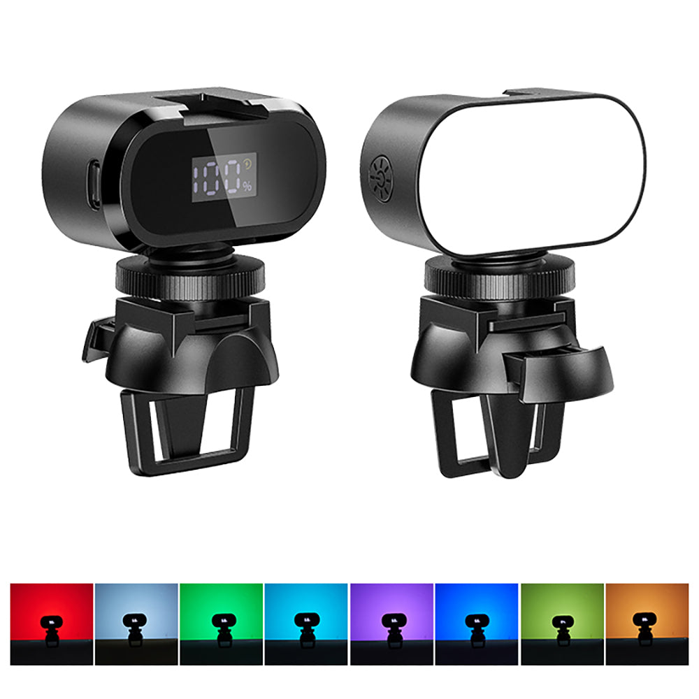 Jmary FM-16RGB Mandallı Dijital LED Göstergeli Telefon-Kamera Üstü RGB Lamba 750mAh Siyah