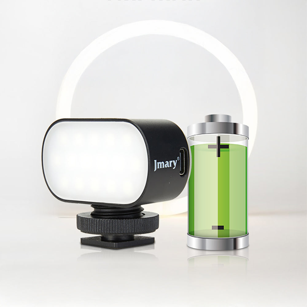 Jmary FM-16RGB Mandallı Dijital LED Göstergeli Telefon-Kamera Üstü RGB Lamba 750mAh Siyah