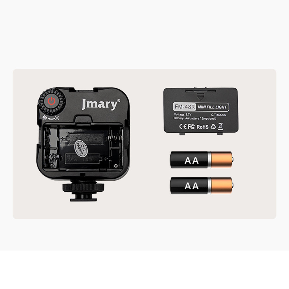 Jmary FM-48R Mini Fill Light Telefon-Kamera Üstü Pilli Aydınlatma Işığı Siyah