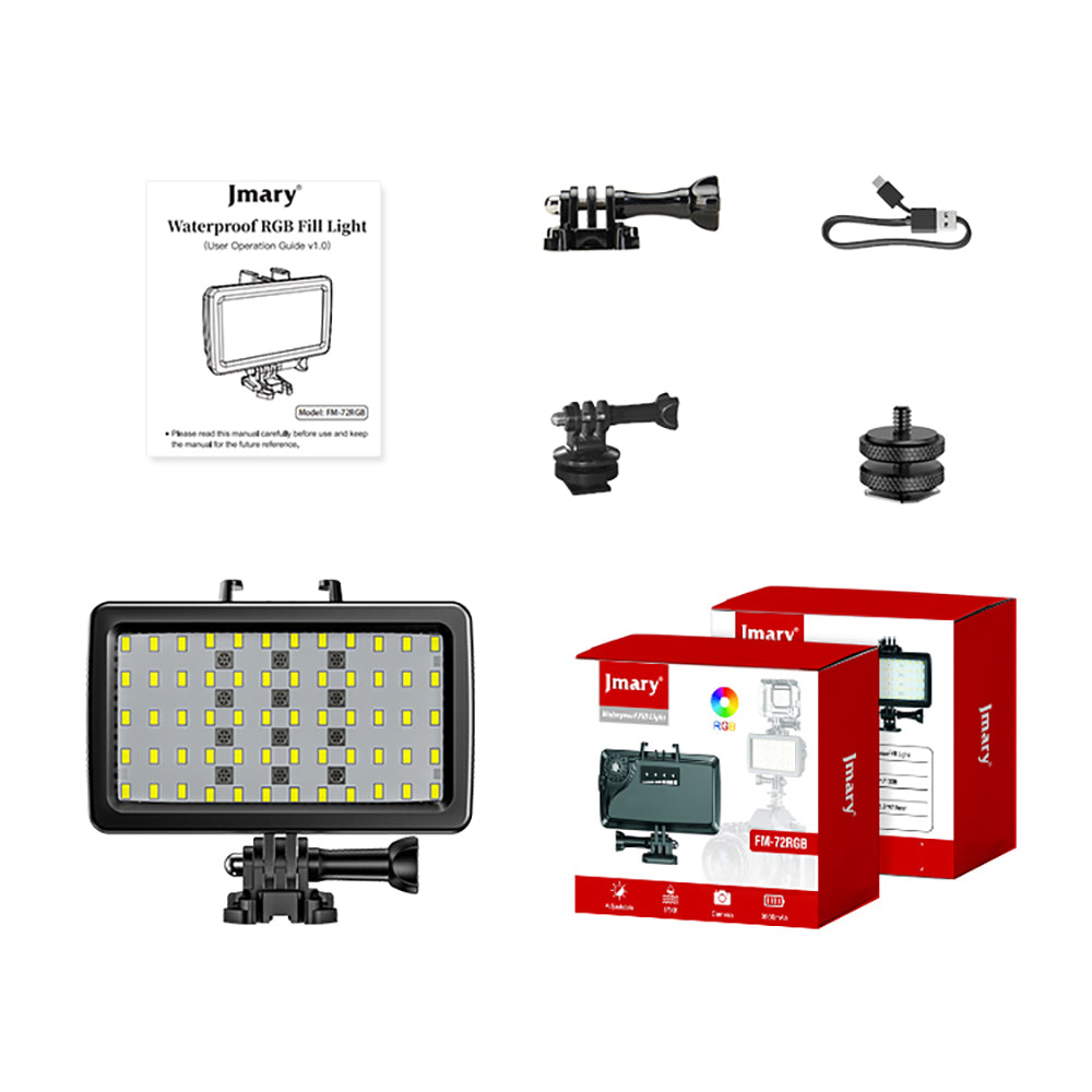 Jmary FM-72RGB IPX8 Sertifikalı RGB Su Altı Kamera Işığı Siyah