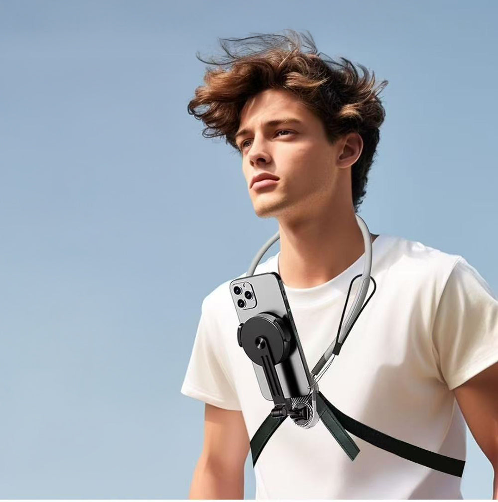 Jmary MG-02 2in1 Eller Serbest Magnetik Boyun Askılı Telefon Tutucu Gri