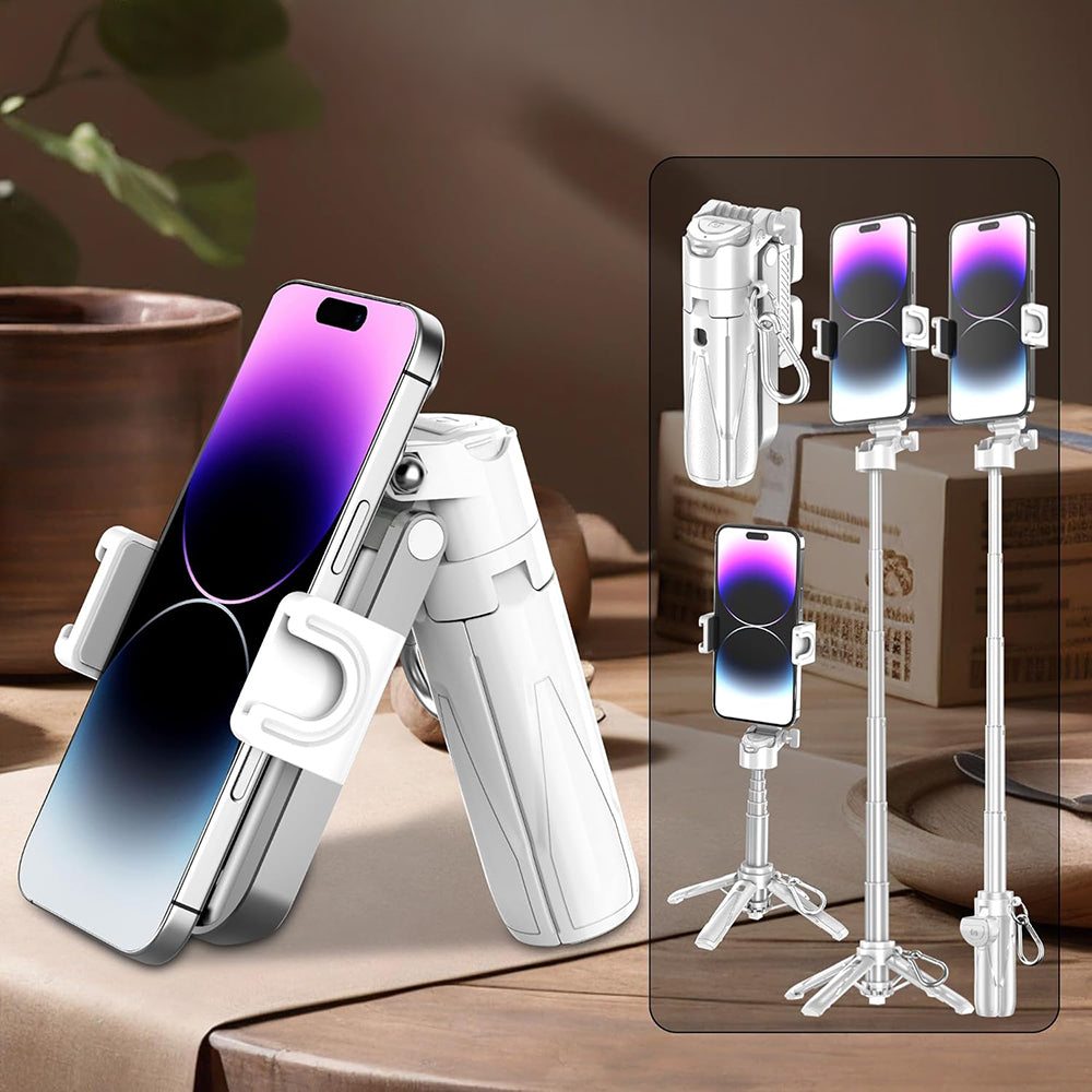 Jmary MT-18 360 Degree Rotating Remote Selfie Stick and Tripod White