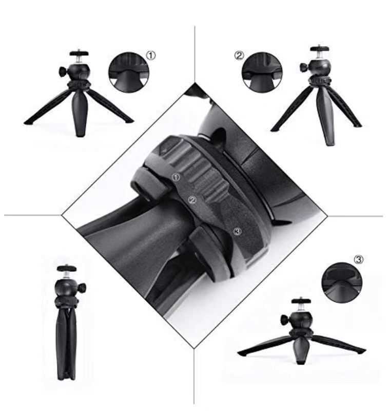 Jmary MT-20 Tripod 360 Derece Oynar Başlıklı Çok Yönlü Kısa Telefon Sabitleyici 16 cm Gri