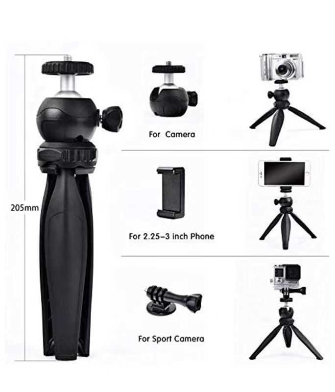 Jmary MT-20 Tripod 360 Derece Oynar Başlıklı Çok Yönlü Kısa Telefon Sabitleyici 16 cm Kırmızı