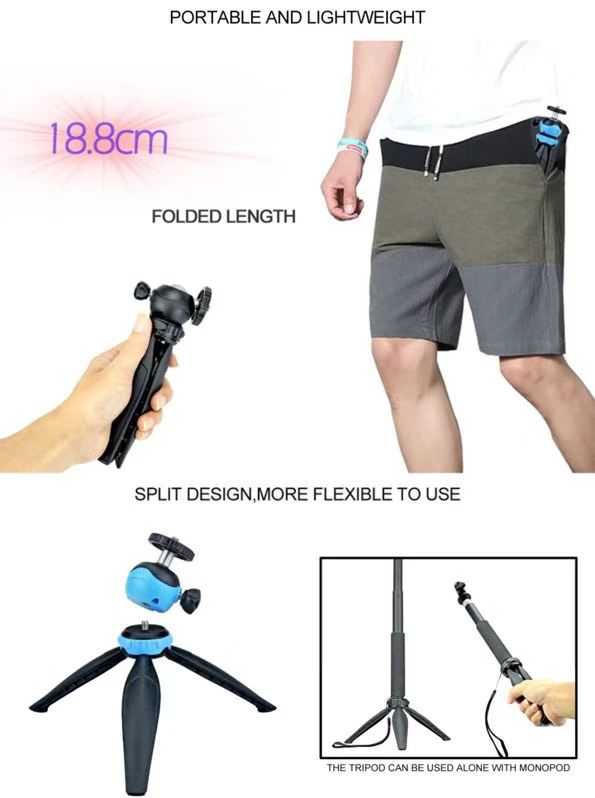 Jmary MT-20 Tripod 360 Derece Oynar Başlıklı Çok Yönlü Kısa Telefon Sabitleyici 16 cm Gri