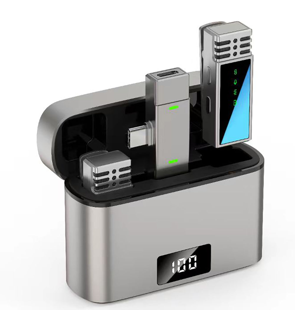 Jmary MW-15 Type-C Portlu Kablosuz Yaka Mikrofonu Gri