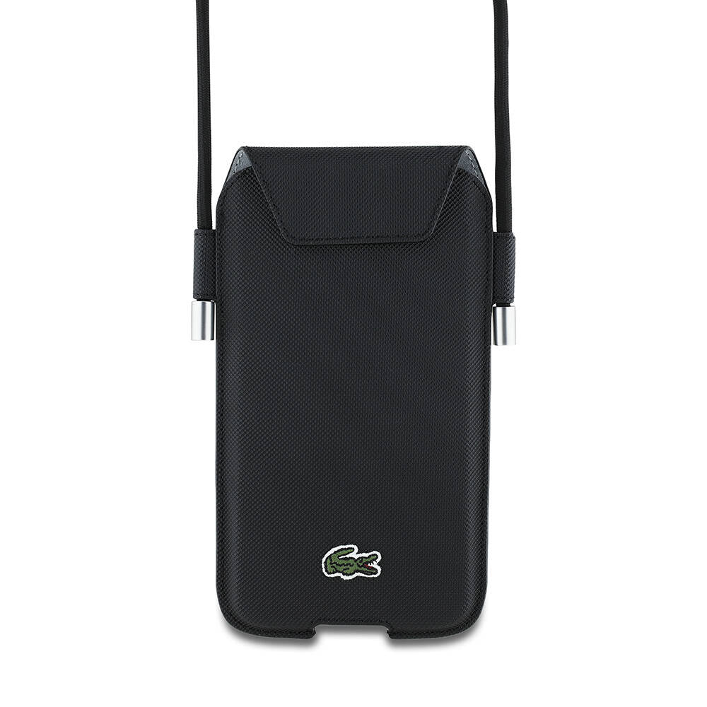 Lacoste Original Licensed Crossbody Bag with PU Pique Pattern Universal Case Up to 6.7 Inches Green