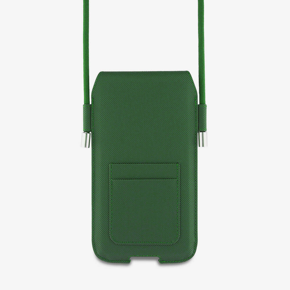 Lacoste Original Licensed Crossbody Bag with PU Pique Pattern Universal Case Up to 6.7 Inches Green