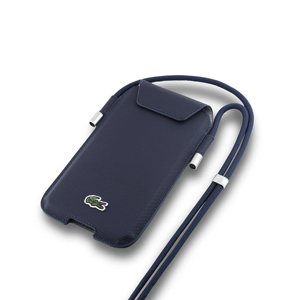 Lacoste Original Licensed Crossbody Bag with PU Pique Pattern Universal Case Up to 6.7 Inches Green