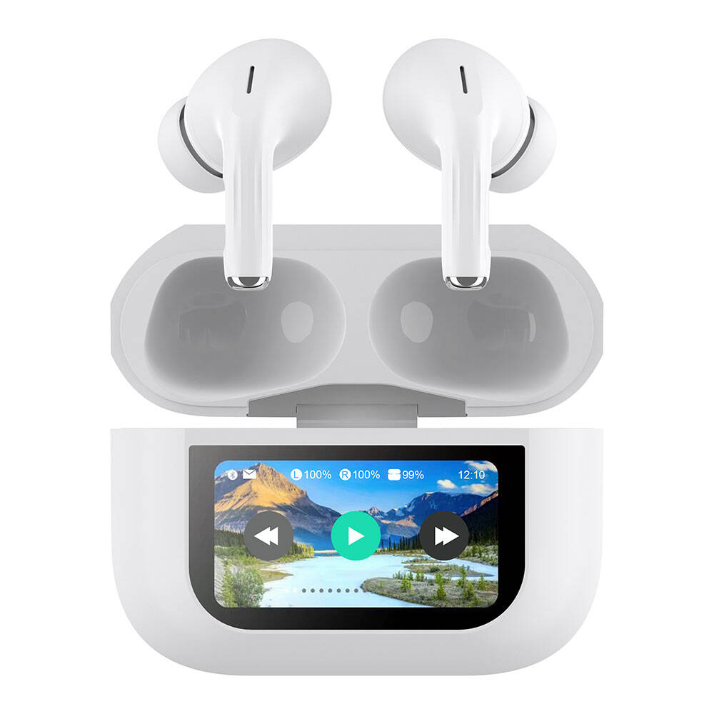 Lapas BTK-ZR76 ANC Featured TWS In-Ear Bluetooth v5.4 Headphones with Touch LCD Display White